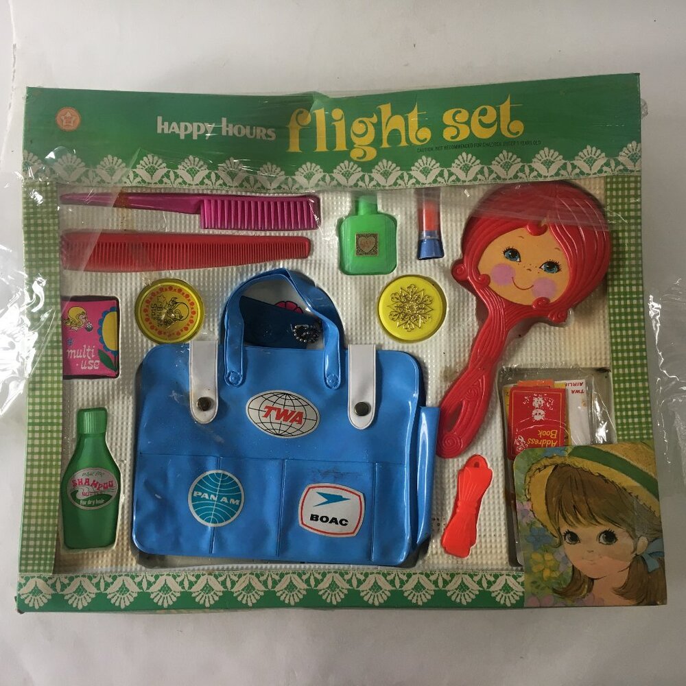 Happy Hours Playtime Travel Flight Set Bright Star Toys 1970s Hong Kong Vtg NEW
